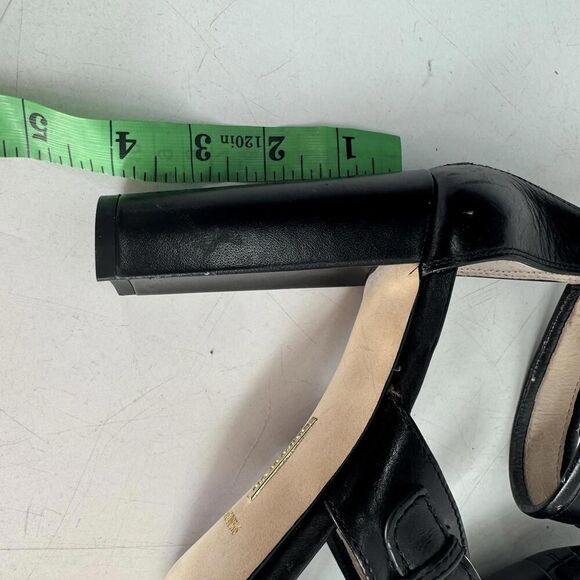 Louise Et Cie Leather Sandals Heels Black Sz 9.5 Peep Toe - Picture 6 of 8